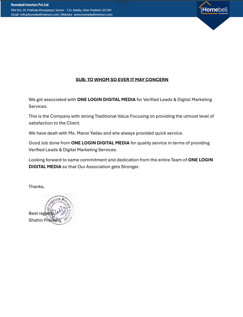 Homebell Interiors Testimonial