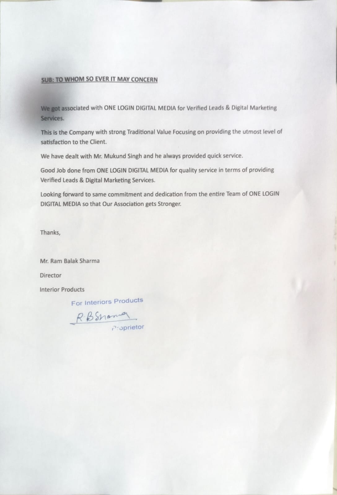 RB interior Testimonial